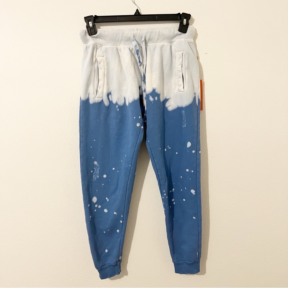 NWT LA DETRESSE Acid Drop Vinca Acid Wash Distressed Sweatpants Blue Medium